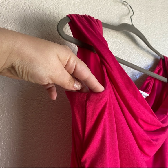 Reformation Raydon Dress Off Shoulder Rouched Corvette Hot Pink Barbie - Picture 5 of 10